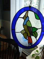 Stained Glass Tropical Bird Hanging Suncatcher Leaded ~ 9″ by 7″