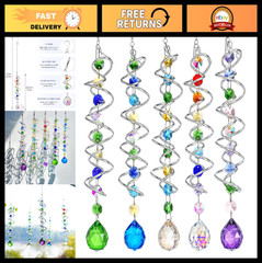 5 Pack Crystal Sun Catchers for Windows – Hanging Gazing Balls & Wind Spinners