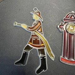 Lot Of 2 FIRE FIGHTER DALMATIAN Suncatcher – Hanging Christmas Window Ornament