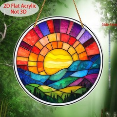 Rainbow Sunset Mountain Forest Acrylic Suncatcher Nature Lover Home Window Decor