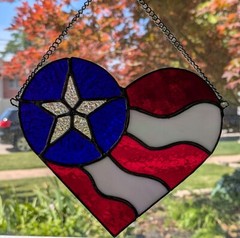 HANDMADE PATRIOTIC STAINED GLASS SUN CATCHER