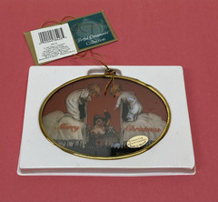 Via Vermont Artful Moments Merry Christmas Kids Glass Ornament 1997 Enesco