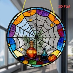 Halloween Spider Web Potion Pumpkin Acrylic Suncatcher Holiday Window Decoration