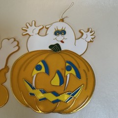 (2) Vintage Halloween Decor Ghost Suncatcher By Pumpkin Time