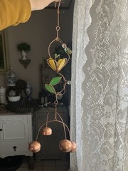 Hummingbird & Flower Sun Catcher Stained Glass Home Yard & Garden Decor 20″