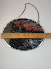 Beautiful Vintage 9.5″ x 7.25″ Lighthouse Stained Glass Suncatcher