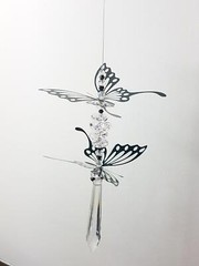 Butterfly crystal suncatcher gift, black & clear prisms Handmade in Australia