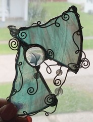 Stained Glass Beautiful Angel Sun-Catcher, Ornament, Cabochon, Wired, Home Decor