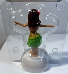 Solar Powered Hula Girl Dancing Dashboard Ornament With Pink & Green Outfit 4.5″