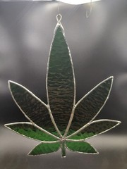 Stained Glass Weed Leaf 420 Sun Catcher 10 inch