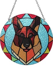 German Shepherd Mosaic GLASS Suncatcher Dog Lover Window Hanging Decoration NEW