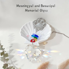 Pet Memorial Crystal Suncatcher for Dogs Cats Rainbow Bridge Heart Shape