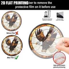SET OF 2 -2D Flat Acrylic American Eagle Hanging 7.8″ Round with Hangers