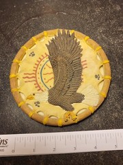 1997 Young’s Inc. 5.5″ Round Ceramic Sun Catcher Eagle Plaque Handmade Art