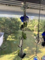15 in Stainless Steel Beach Glass Green Aqua Royal Blue White Silver Plated