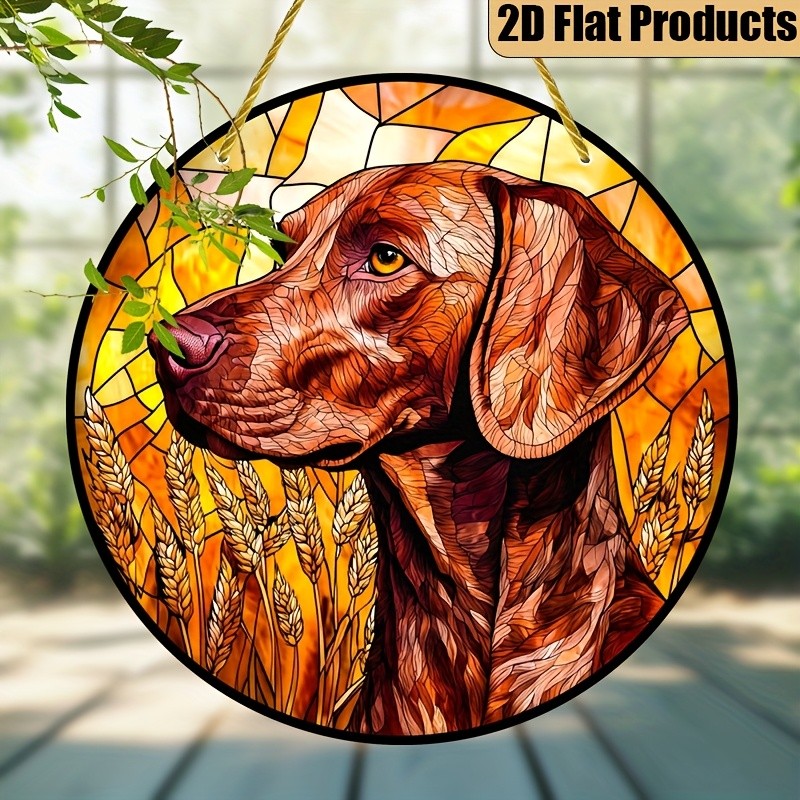 Farmland Hunting Vizsla Dog Acrylic Suncatcher Home Entrance Wall Decor