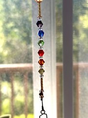 Handmade Golden Rainbow Suncatcher Glass Prism 12”
