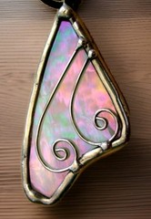 BUTTERFLY WING Iridized Stained Glass Handmade Suncatcher Necklace Birthday Gift