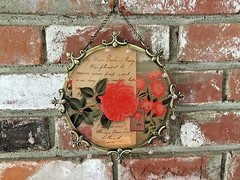NEW Gorgeous Capri Pink Rose Suncatcher W/Love Letter Brass & Beads NWT 7.5″