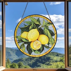 Lemon Fruit Stained Glass Suncatcher Kitchen Window Decor Art Gift