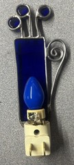 Blue Stained Glass Golf Bag & Golf Clubs Night Light Works Great Vintage Rare