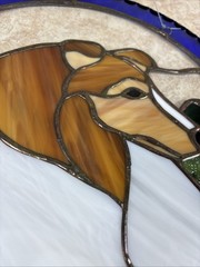 VTG Shetland Sheltie Dog Stained Glass Sun Catcher 12”