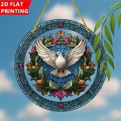 Peace Dove Circular Acrylic Suncatcher Religious Believer Church Window Decor