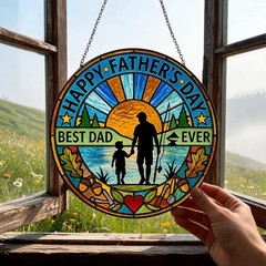 Fathers Day Stained Glass Suncatcher Best Dad Gift