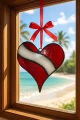 Suncatcher Stained Glass Dive Flag Heart