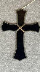 Vintage Purple Stained Glass Cross Suncatcher Christian Window Hanging