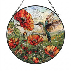 Hummingbird Bird Suncatcher , Stained Glass Window Hanging~ Gift for Events