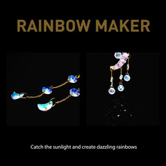 Amethyst Crystal Moon Suncatcher Prism for Window, Car, Garden | Rainbow Maker,
