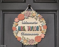 Wooden Sign with Rope Personalized Teacher Name Classroom Decor Custom