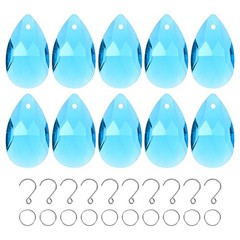 10PCS Crystal Grid Prisms, 30mm/1.18″ Pendant Hanging [Lake Blue]