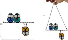 Colorful Owl on Wire Stained Glass Hanging