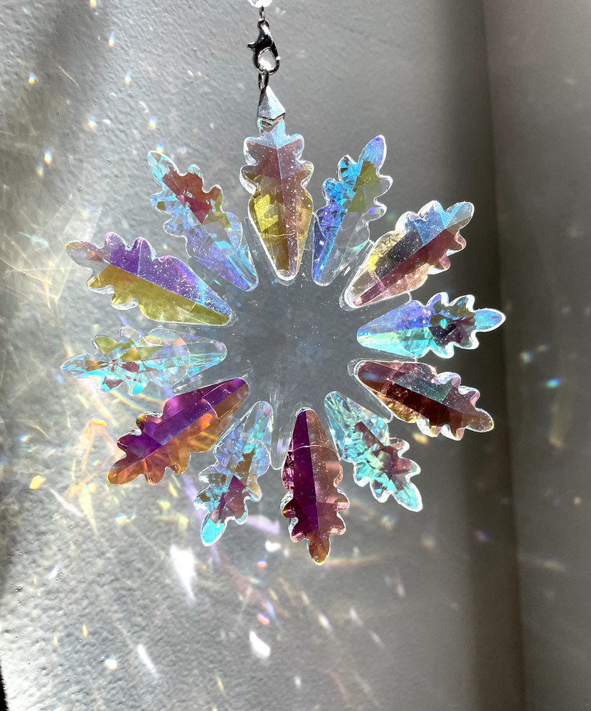 Crystal Snowflake Sun Catcher Christmas Decor Czech Bohemia Crystal Glass Gift