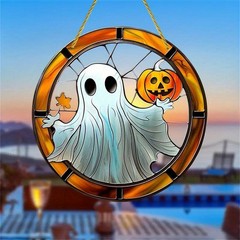 Acrylic Halloween Ghost Pumpkin Sun Catcher Window Hanging Decor for Home Party