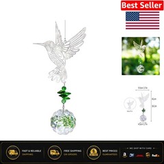 Radiant Crystal Rainbow Maker Hummingbird Suncatcher – 16.1 Inch Flower Design