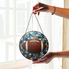 Stained Glass Suncatcher Football Sports Round Fan Art