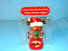 2 SOLAR POWERED SWINGING SANTA REINDEER BOBBLE HEAD SUN CATCHER CHRISTMAS NEW
