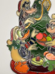 1983 Kurt Adler Stained Glass-Mickey Donald Duck Goofy Suncatcher Ornament 10”