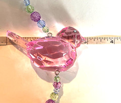 Ganz Crystal Expressions Acrylic Pink Beaded Bird Ornament Suncatcher