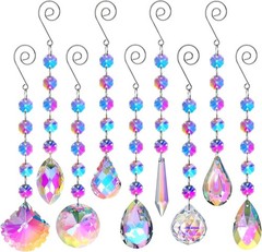 9 Pieces Sun Catchers Indoor Window Suncatcher Crystals Prisms with Chain Pendan