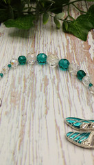 Teal Suncatcher Dragonfly Czech Fire Crystal Silver hanger Handmade Rhinestones