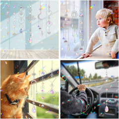 Sun Catchers, 10 Pcs Crystal Suncatcher Prism Hanging Kit with Chain Rainbow Mak