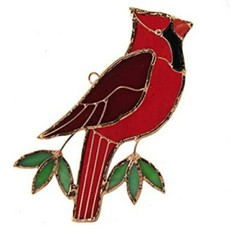 STAINED GLASS CARDINAL SUNCATCHER SUN CATCHER GE141 BEAUTIFUL! FREE SHIPPING
