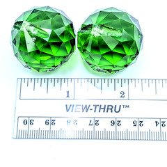 ​2 Green Faceted Glass Prism Balls 1.4oz Drilled Suncatcher Fan Pull Chain Parts