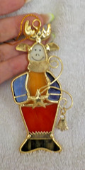 Stained Glass Reindeer Suncatcher Ornament Christmas w/ dangle tree