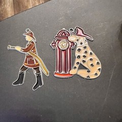 Lot Of 2 FIRE FIGHTER DALMATIAN Suncatcher – Hanging Christmas Window Ornament