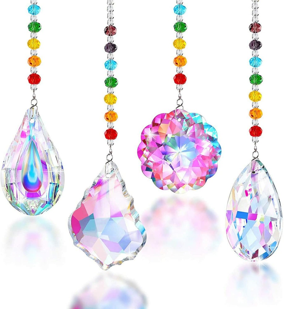 4 pcs Crystal Garden Window Outdoor Suncatcher Butterfly Pendants Rainbow Maker